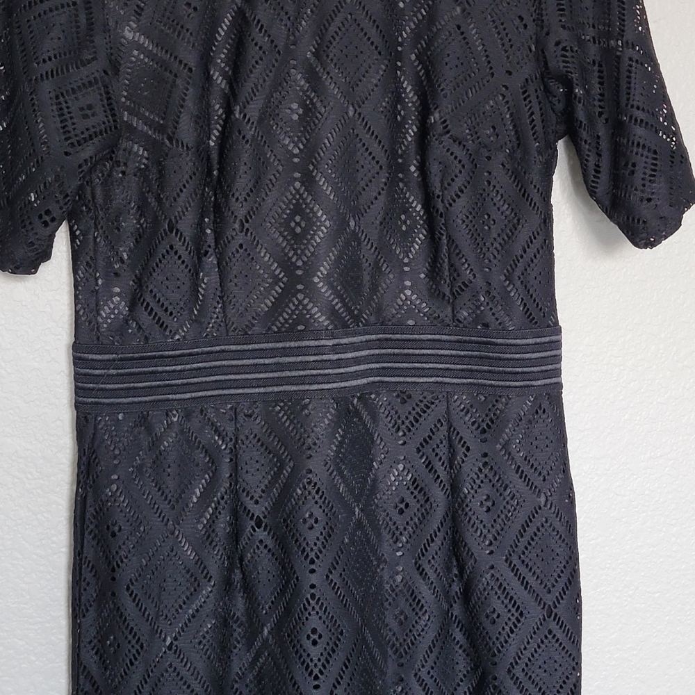 NY& C Black Midi Dress White Collar Medium - Picture 9 of 10